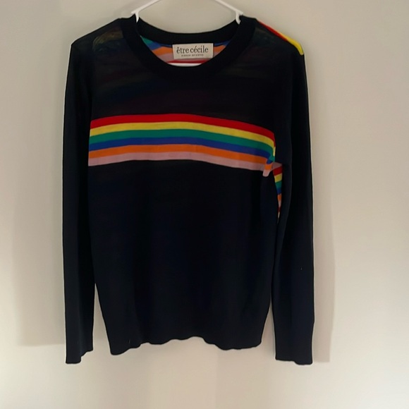 être cécile Rainbow and Dark Navy Blue Wool Sweater - Picture 1 of 6